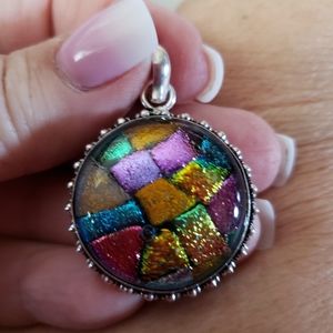 Round Dichroic Glass 925 Pendant!